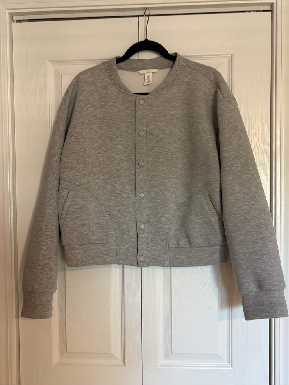 Women’s Grey Snap-Front Sweatshirt Jacket